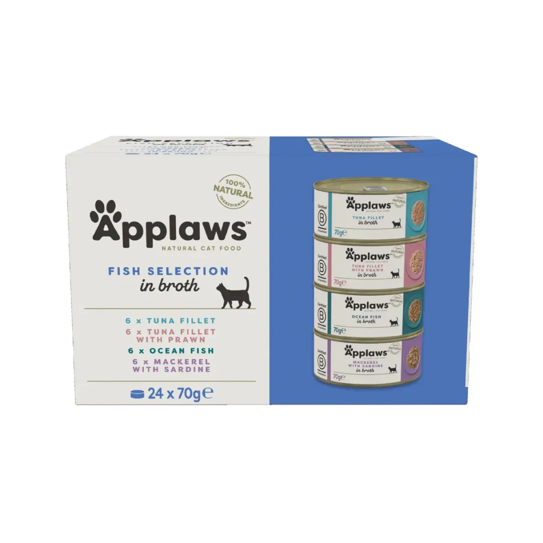 Applaws Hund & Katte mad Applaws multipack med fisk i bouillon til kat 24 x 70 g