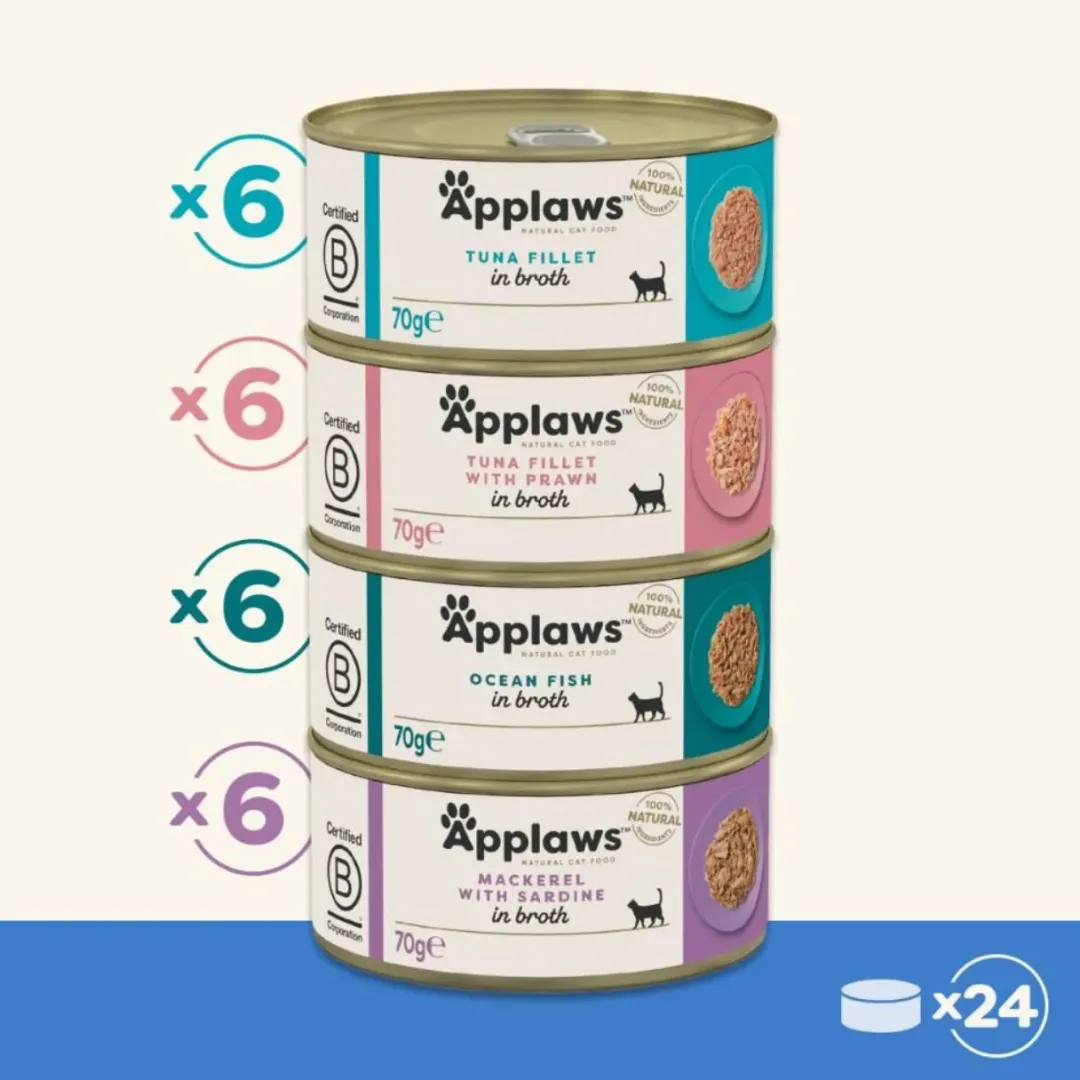 Applaws Hund & Katte mad Applaws multipack med fisk i bouillon til kat 24 x 70 g