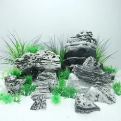 Dekoration til Akvarier og Terrarier AquaScaping sten Black and White Multilayer pr kg