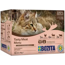 Bozita - Swedish natural quality Bozita Kød i gele 12 x 85 g - kyllingelever, rensdyr og oksekød