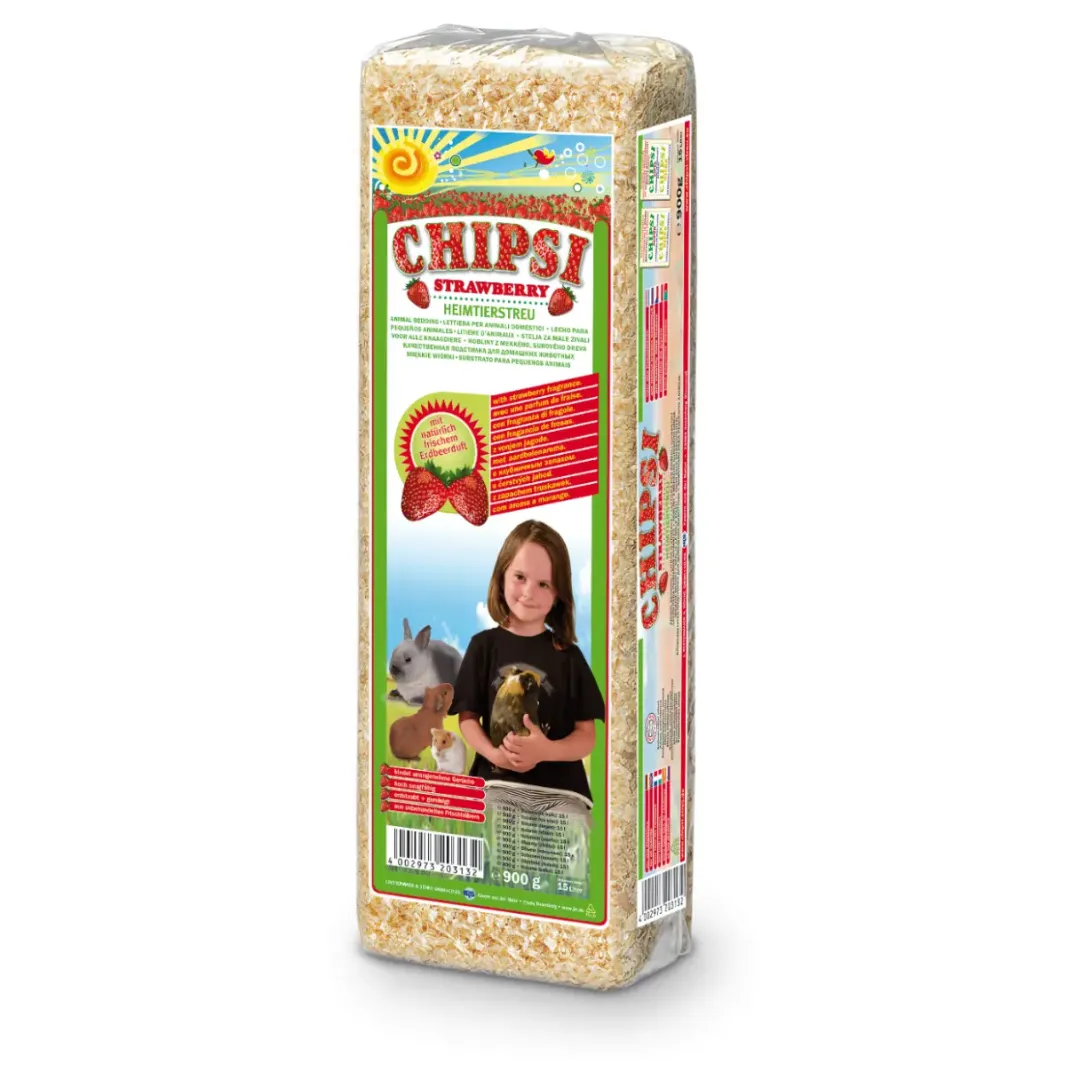 CHIPSI CLASSIC Chipsi Strawberry træspåner med jordbærduft til kanin og marsvin 1 kg