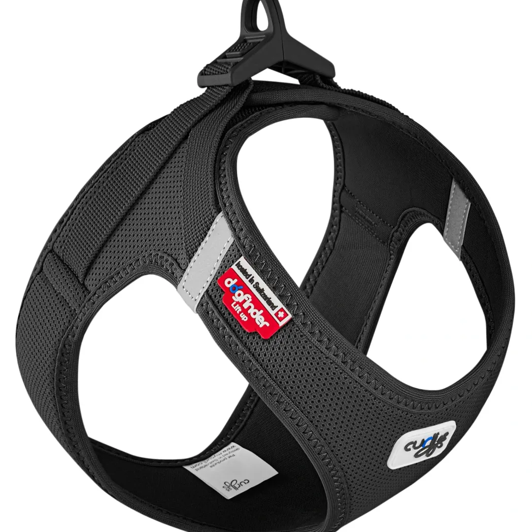 Curli Vest Hundesele Clasp Air Mesh 3XS Sort - let og tryg sele til helt små hunde