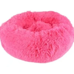 Flamingo Cushion Krems fluffy rund hundeseng small Pink