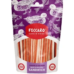 Ficcaro Katte og Hundesnack FICCARO Hundesnack And & Sej Sandwich - and og sej i sandwichstykker 100 g