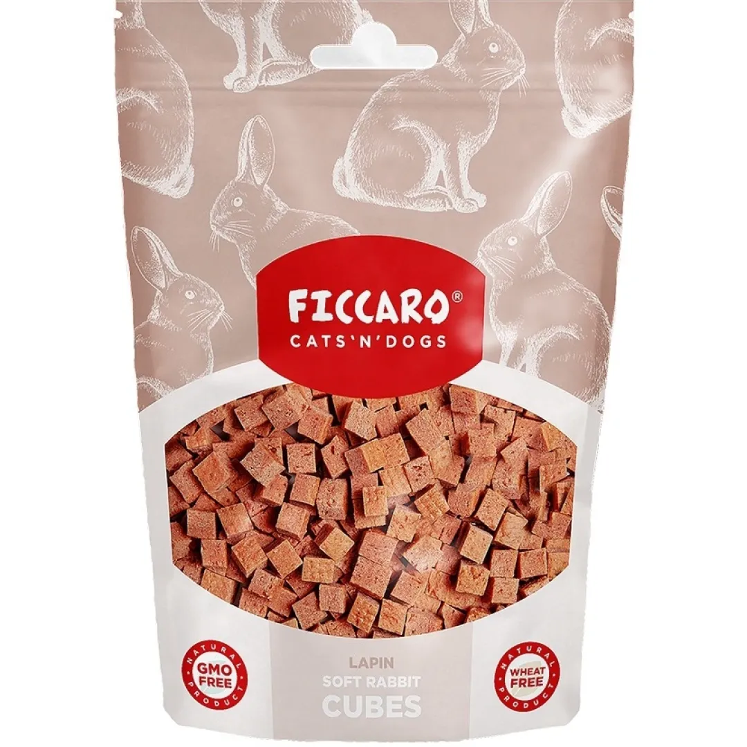 Ficcaro Katte og Hundesnack FICCARO Hundesnack Kanin Soft Cubes - bløde tern af kanin 100 g