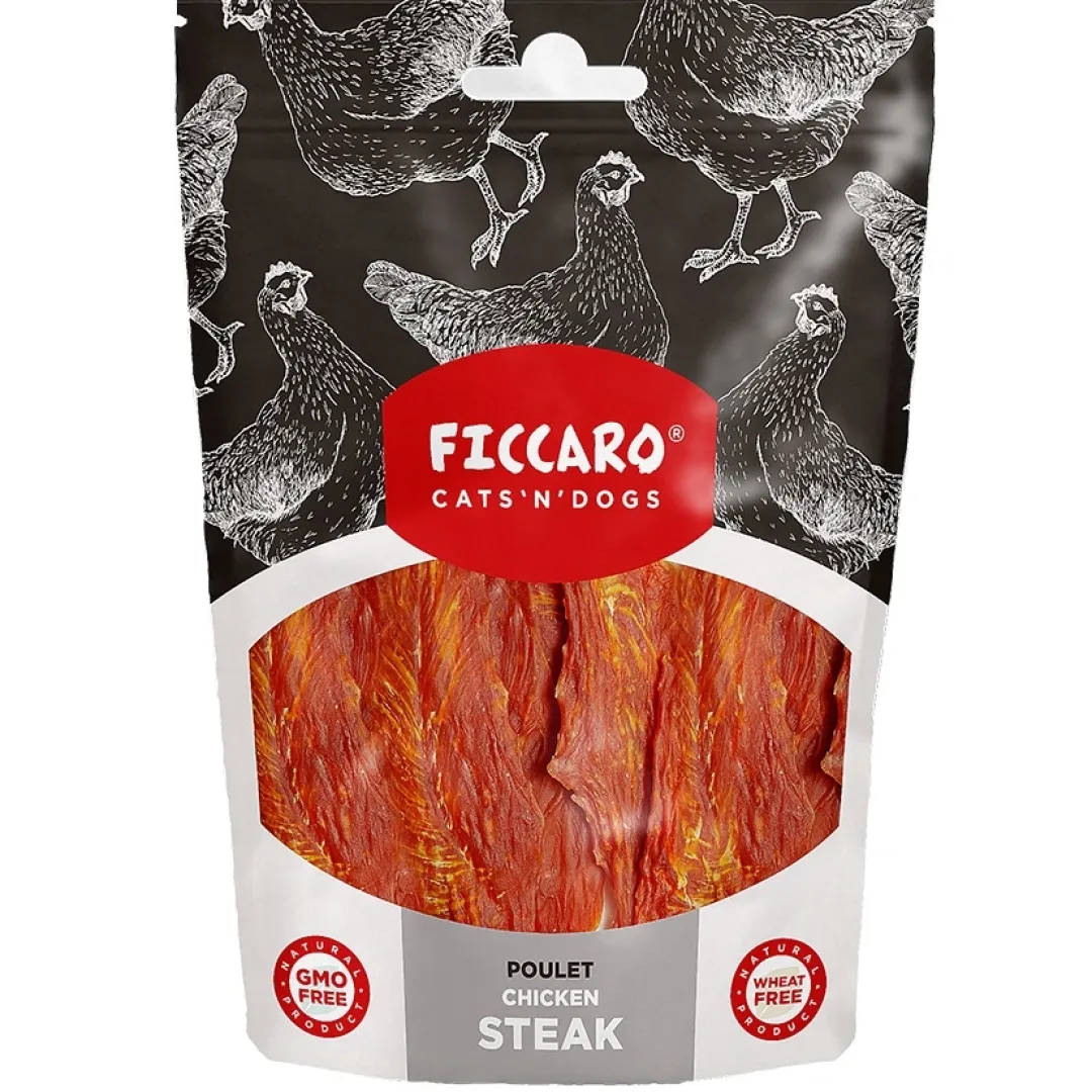 Ficcaro Katte og Hundesnack FICCARO Hundesnack Kylling Steak - lækker kyllingesteak 100 g