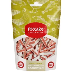 Ficcaro Katte og Hundesnack FICCARO Hundesnack Kylling & Torsk Sandwich Small - små sandwichstykker 100 g
