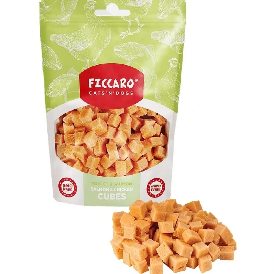 Ficcaro Katte og Hundesnack FICCARO Hundesnack Laks & Kylling Cubes - laks og kylling i tern 100 g