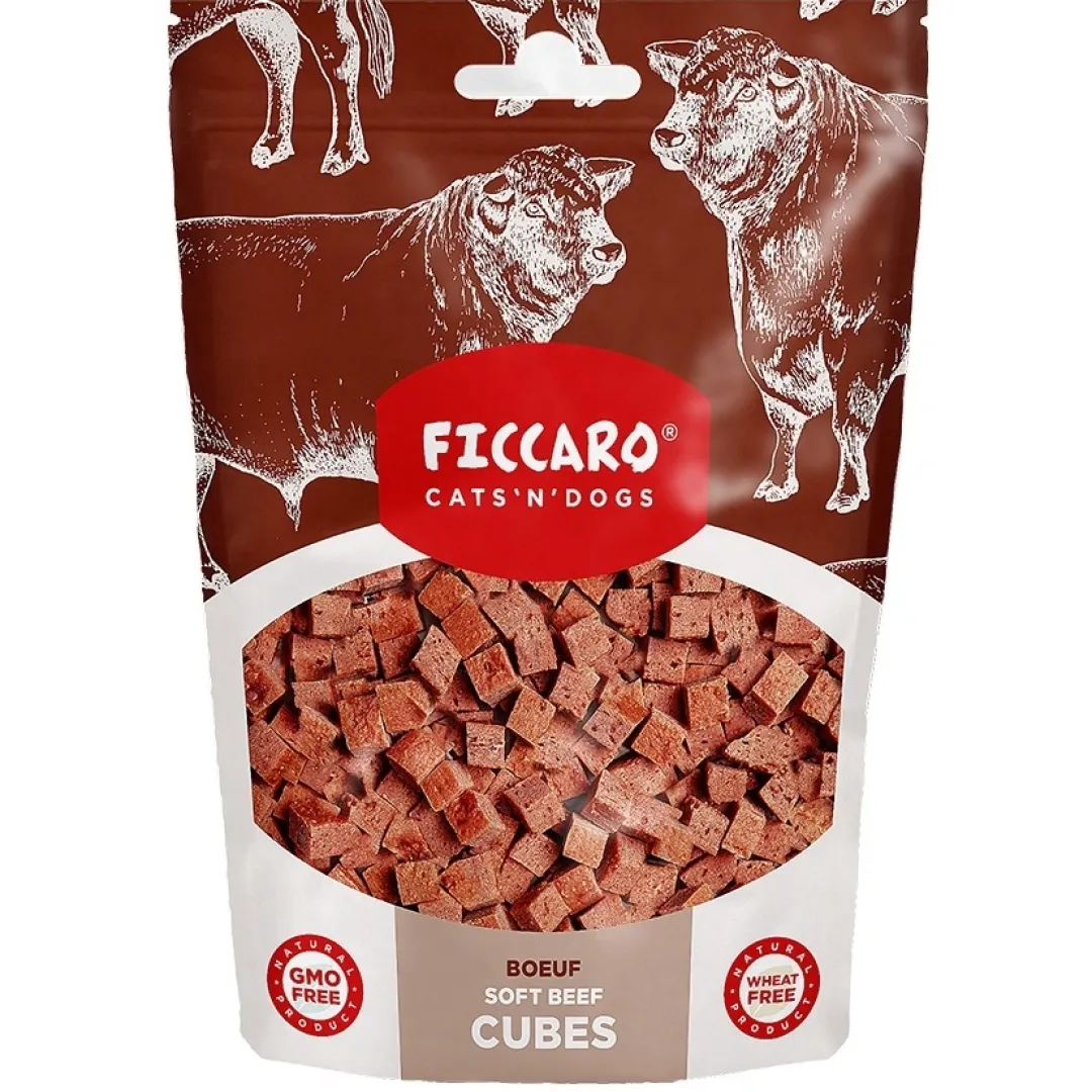 Ficcaro Katte og Hundesnack FICCARO Hundesnack Okse Soft Cubes - bløde tern af okse 100 g