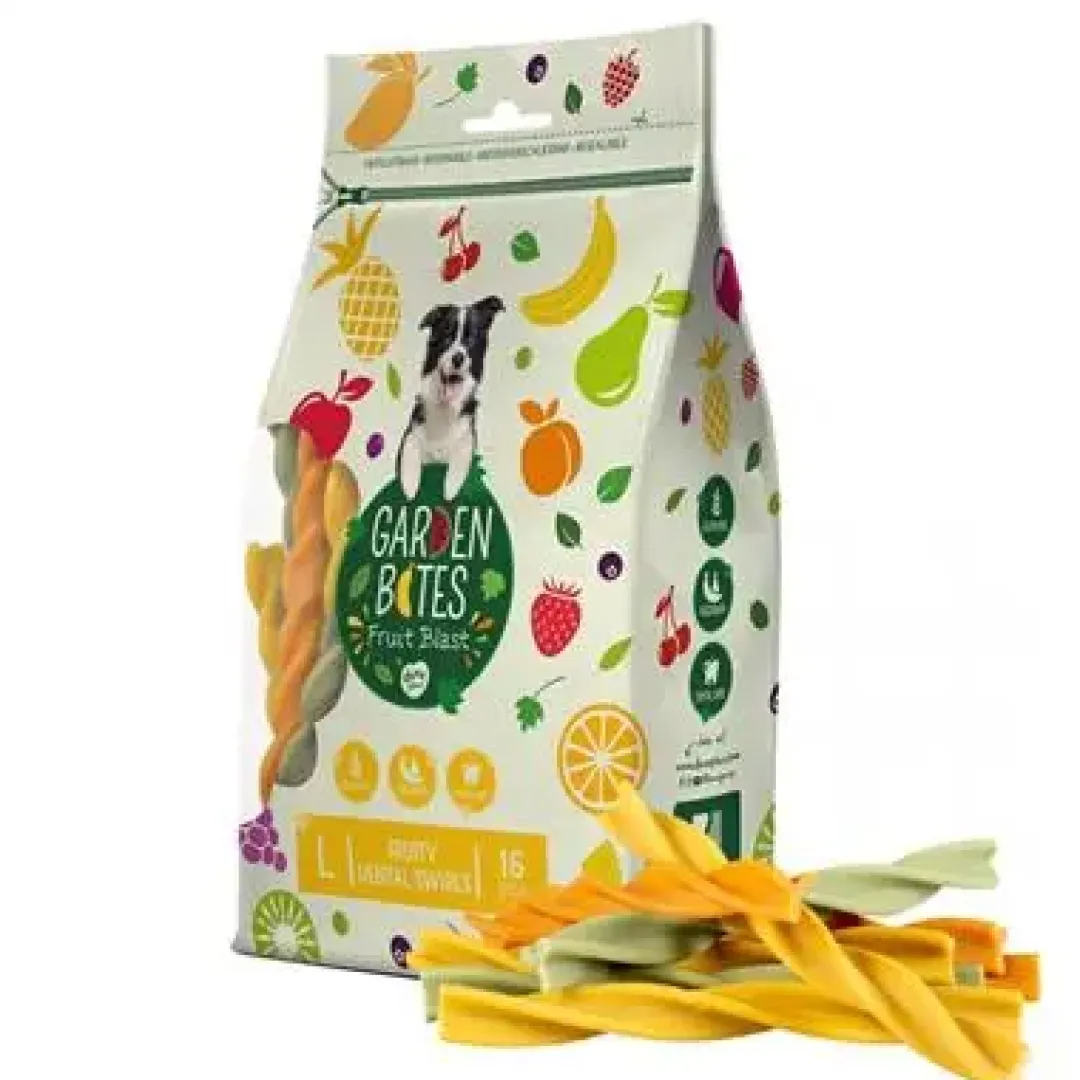 Duvo Garden Bites Fruity Dental Swirls Mix 13 cm 30 stk (vegetabilsk) - tandrensende hundesnacks