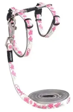 Rogz Glowcat Kattesele og Linesæt 8 mm Pink Sommerfugl