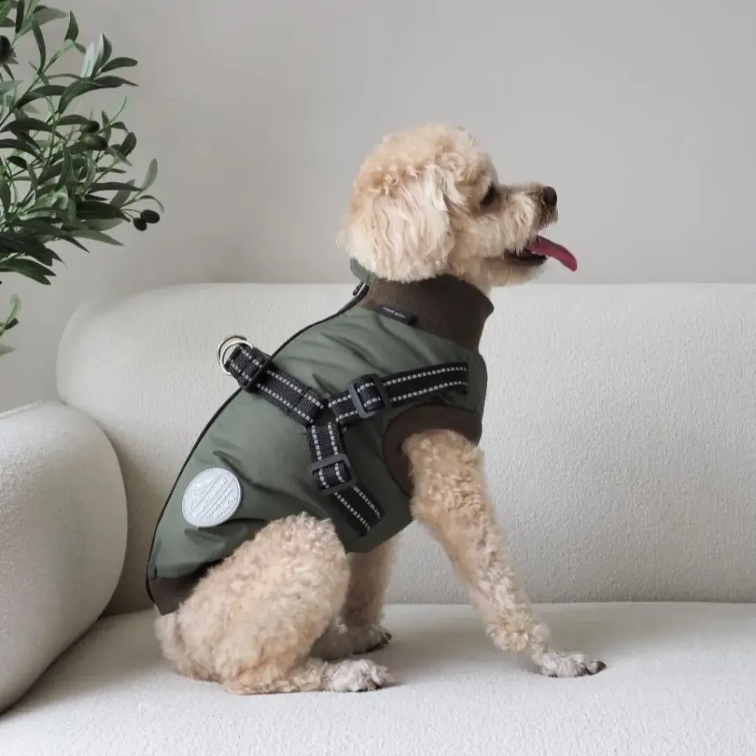 Nordic Paws Hundejakke Thor med indbygget sele Grøn S