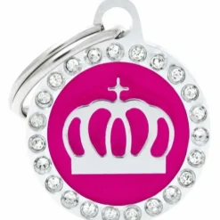 My Family Hundetegn Hundetegn My family Glam Cirkel med Krone lille pink/sølv