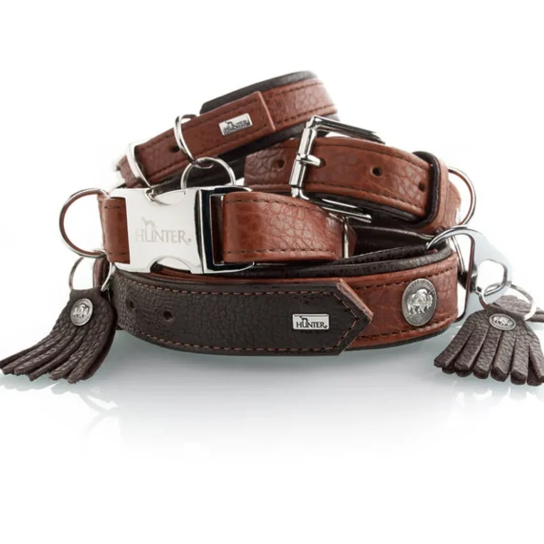 Hunter Cody 55 Mørkebrun Cognac hundehalsbånd - 42-48 cm