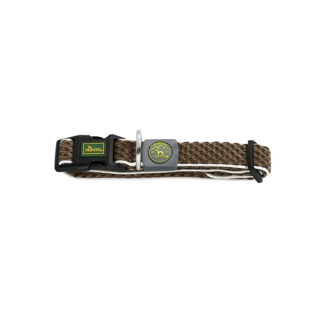 Hunter hunde halsbånd Hilo Brun M-L - justerbart hundehalsbånd (33-50 cm, B 2,5 cm)
