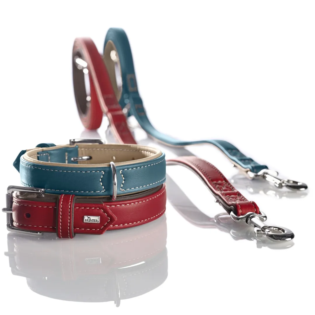 Hunter Hundehalsbånd læder Canada Elg Str.35 Rød - 24-30 cm