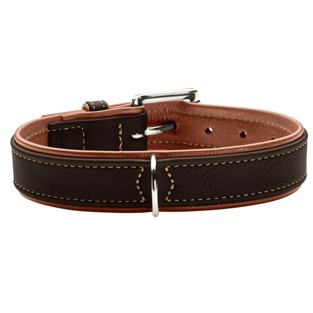 Hunter Hundehalsbånd læder Canada Elg Str.50 Sort/Cognac - 37-43 cm