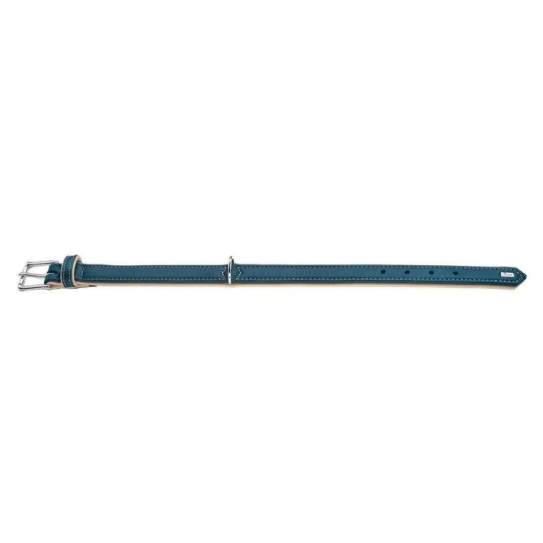 Hunter Hundehalsbånd læder Canada Elg Str.65 Petroleumsblå - 50-56 cm