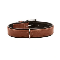 Hunter Hundehalsbånd læder Canada Elg Str.35 Cognac/Sort - 24-30 cm