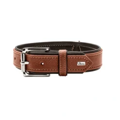 Hunter Hundehalsbånd læder Canada Elg Str.40 Cognac/Sort - 29-35 cm