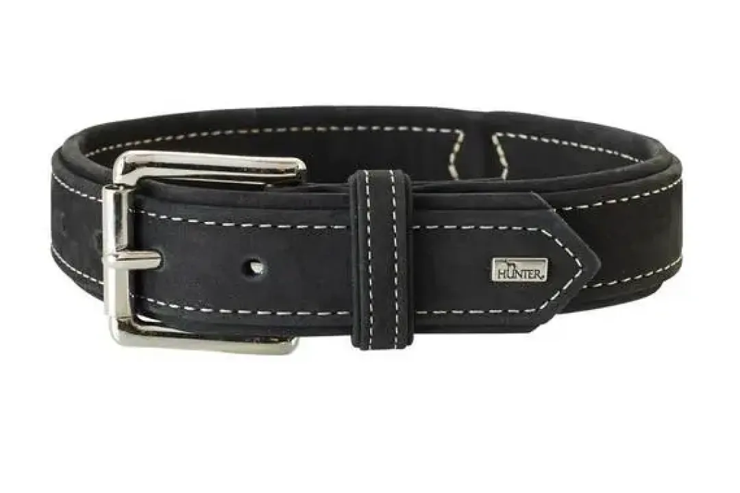 Hunter Hunting halsbånd str.35 Sort - justerbart hundehalsbånd (24 - 30 cm., B 1,8 cm.)
