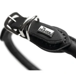 Hunter rundsyet oksehalsbånd 35/8 sort 35 cm - justering 28-32 cm skånsom komfort