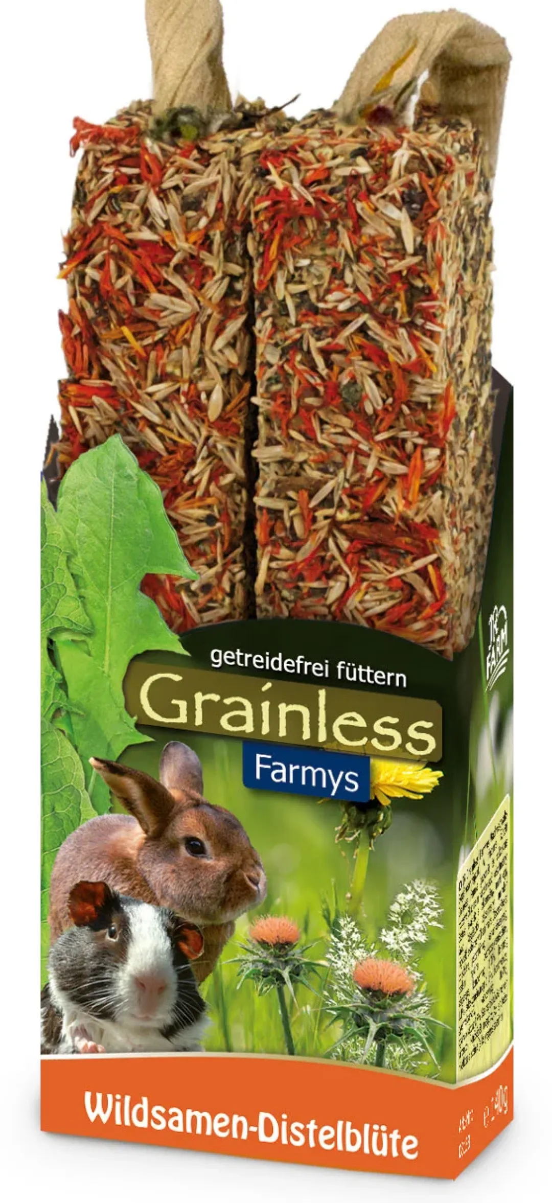 JR Farm ys Grainless Gnaverstænger Vildtfrø og Tidselblomst 140 g