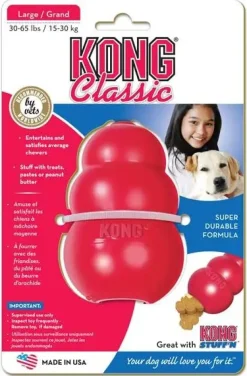Kong Classic Large Rød - klassisk tyggelegetøj i gummi