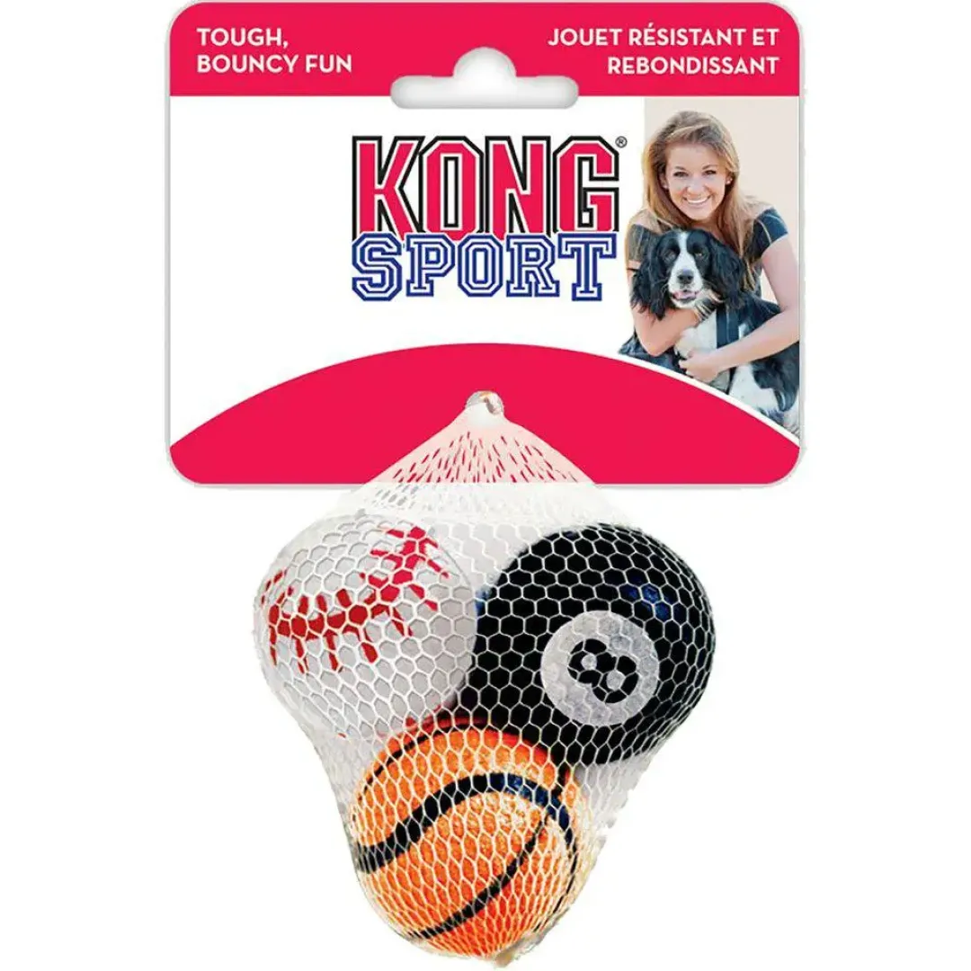 Kong Sport Balls S 3 stk 5 cm - slidstærke små hundebolde
