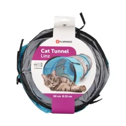 Flamingo Linz kattetunnel med sideåbning blå og grå 90 cm