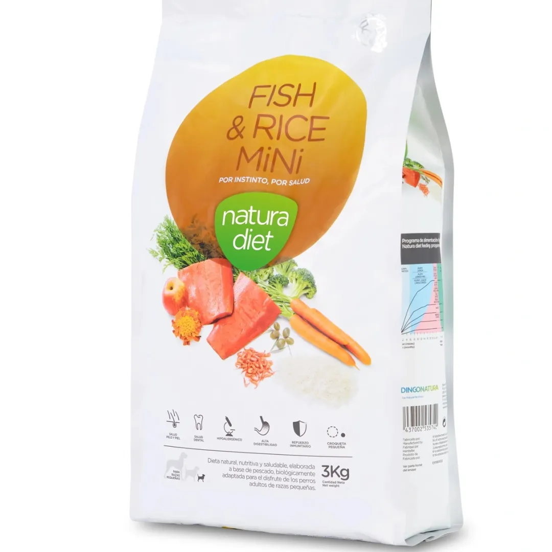 Natura Diet Super premium Hunde & kattefoder Natura Diet Fisk og Ris Mini Hundefoder 3 kg - Hypoallergenisk