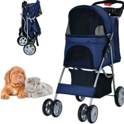 Pawise Hunde klapvogn med 4 hjul Blå