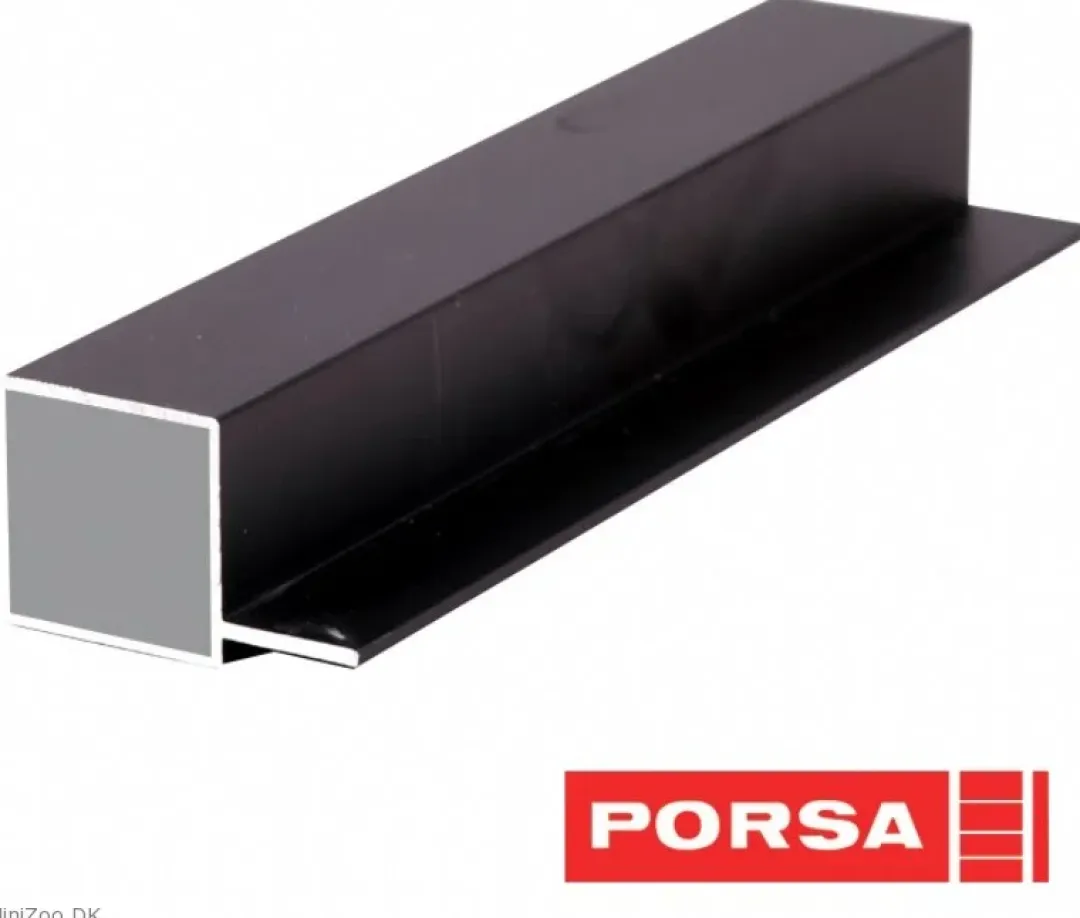 Porsa sort aluprofil firkantet med flig 80 cm.