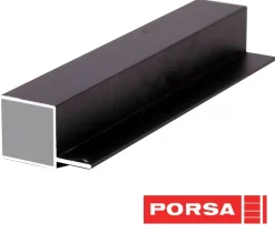 Porsa sort aluprofil firkantet med flig 35 cm.