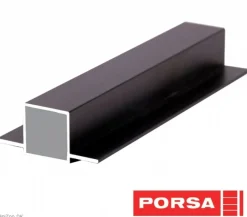 Porsa sort aluprofil med dobbelt flig 130 cm.