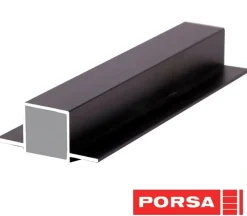 Porsa sort aluprofil med dobbelt flig 15 cm.