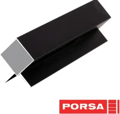 Porsa sort aluprofil med dobbelt vinkelflig 15 cm.