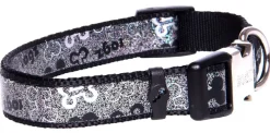 Rogz Halsbånd 16 mm 28-46 cm Sort hundeben - justerbart hundehalsbånd