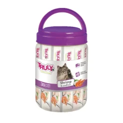 Truly Katte og Hundesnack Truly Kat Cremet kattegodbid med rejer og torsk 420 g (30 tuber)