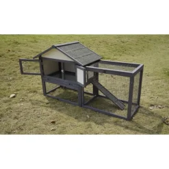 MiniZoo Udendørs Kaninbur med løbegård Grå
