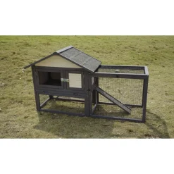 MiniZoo Udendørs Kaninbur med løbegård Grå