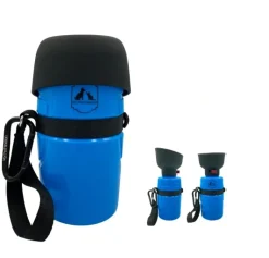 MiniZoo Vandflaske med sammenklappelig skål blå 600 ml