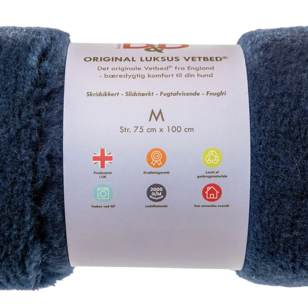 B&B Økologisk Hundeshampoo Vetbed Original Royal Navy Blue medium 75x100 cm til hund - kølig elegance og komfort