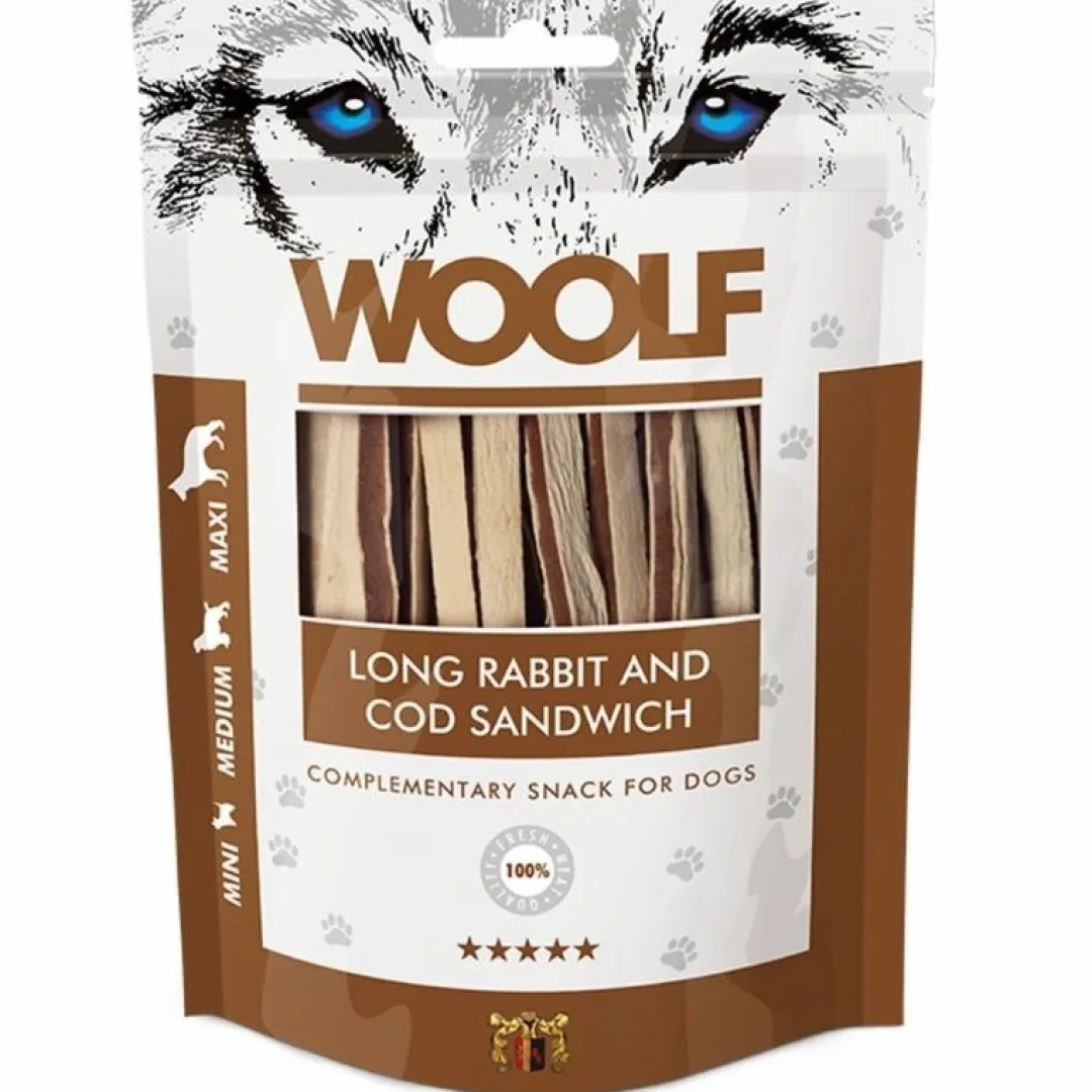 Woolf HundeSnacks og Kattesnack Woolf Hundesnack Kanin og Torsk Lang Sandwich