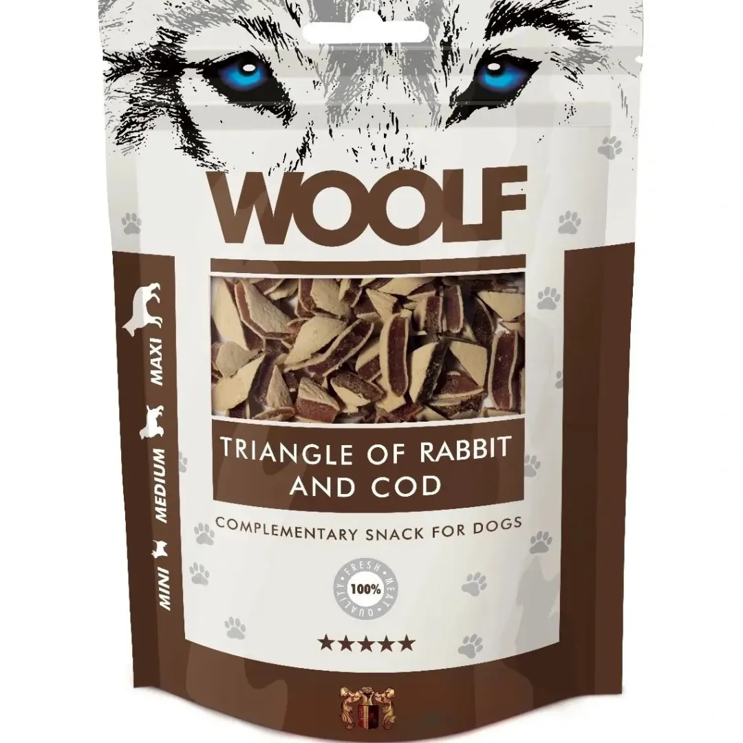 Woolf HundeSnacks og Kattesnack Woolf Hundesnack Kanin og Torsk Triangle