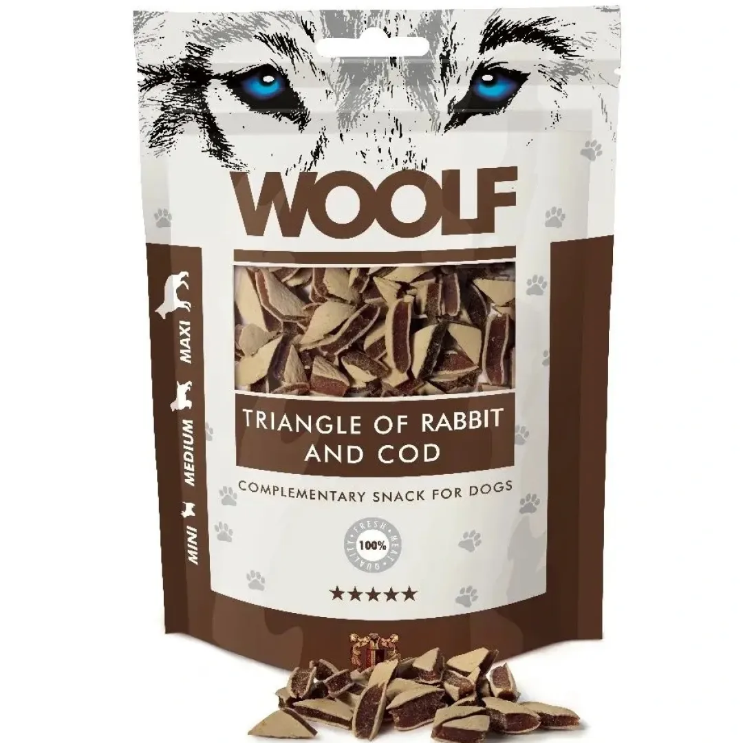 Woolf HundeSnacks og Kattesnack Woolf Hundesnack Kanin og Torsk Triangle