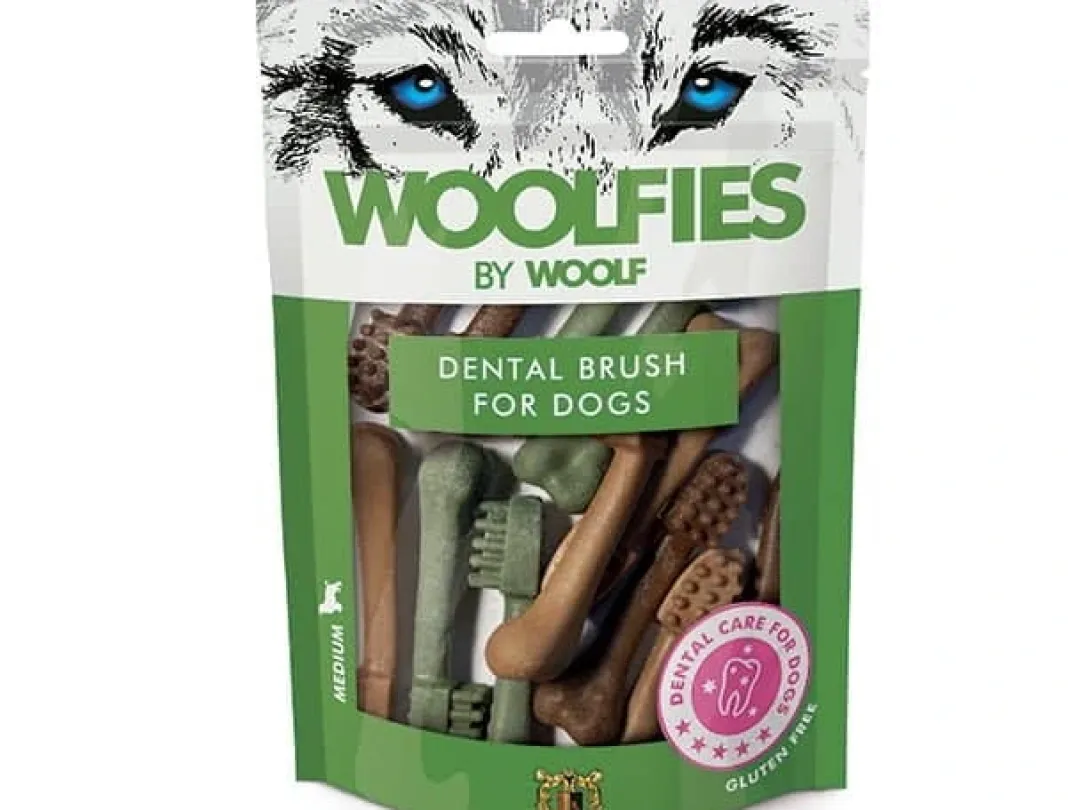 Woolf HundeSnacks og Kattesnack Woolfies Dental Brush Small - tandrensende tyggeben til små hunde