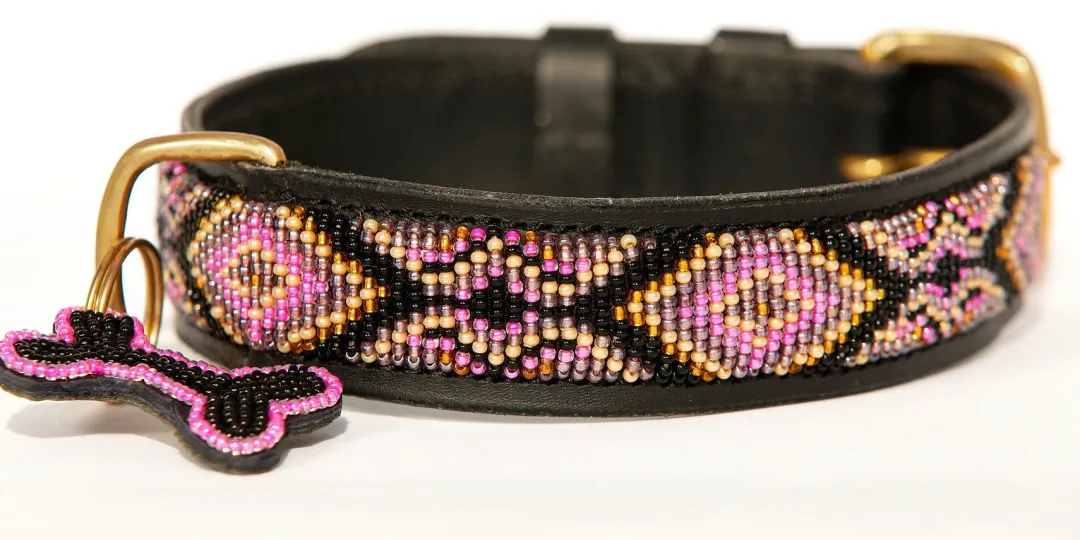 Zinj Hundehalsbånd Zinj Ombima halsbånd X-Large Pink - håndlavet hundehalsbånd
